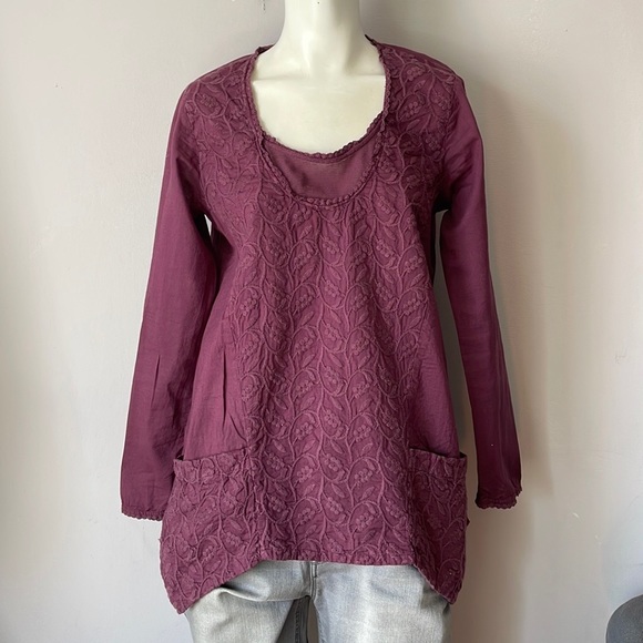 Johnny Was Tops - Johnny Was Embroidered Floral Tunic Top